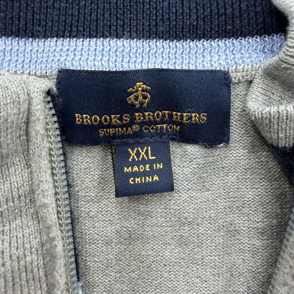 Brooks Brothers Gray Supima Cotton Quarter Zip Sweater‎ Mens XXL Pullover